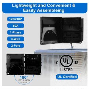 Wells 60 Amp AC Disconnect Box Outdoor Plastic 120/240VAC Non-Fuse Pull Out Swit